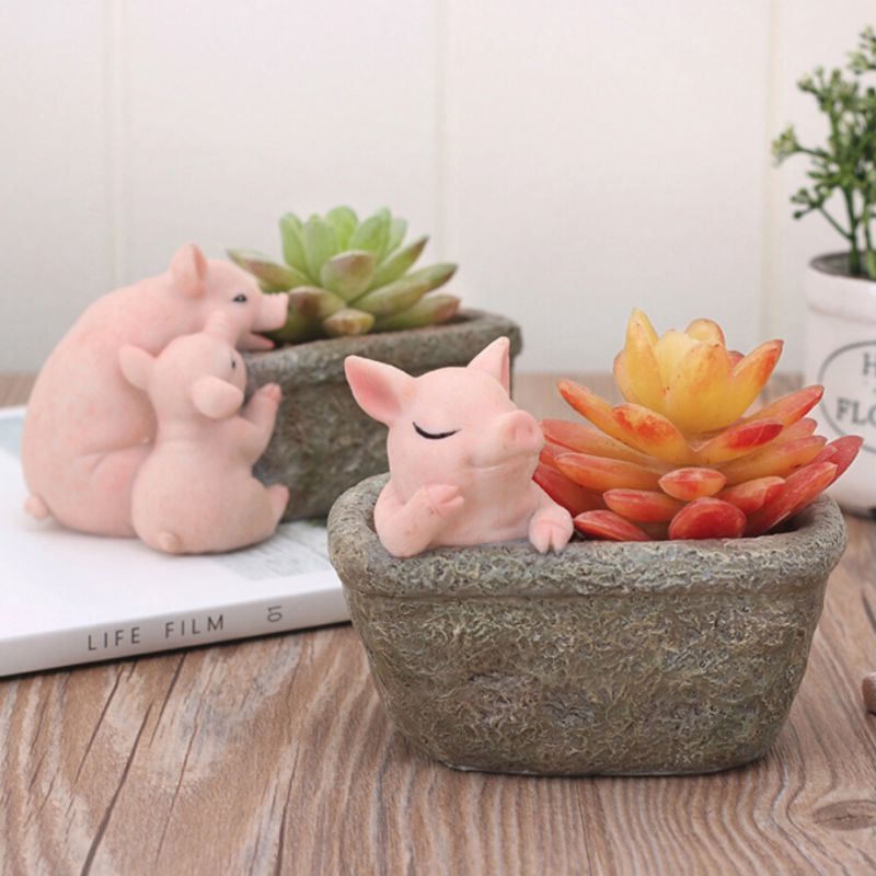 Cute Cartoon Animal Succulent Cactus Plant Flower Pot Resin-Country  Home-Decor | eBay